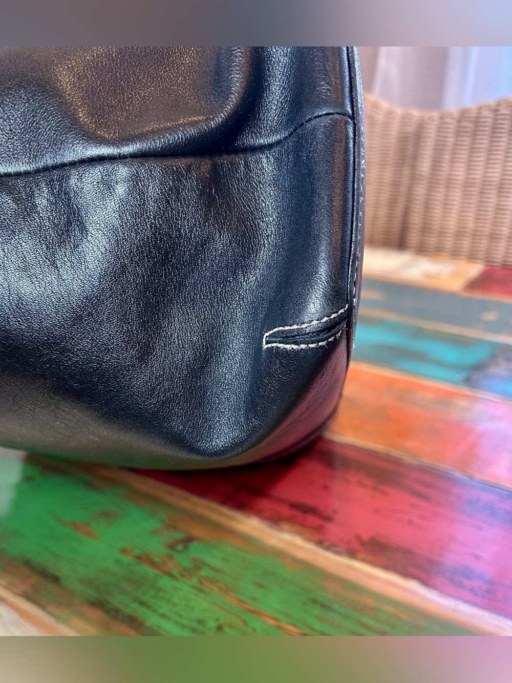 Vintage Y2K Coach Black Leather Hampton Shoulder Tote Bag 5246 - Picture 5 of 16